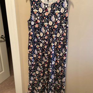 Talbot's Floral Maxi Dress Keyhole Neck, Size Petite L